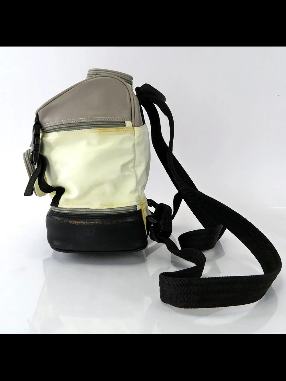 CHANEL Cream, Taupe & Black Nylon Crossbody Backpack
